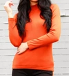 Angel Apparel Mock Neck Top In Rust In Multi