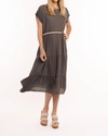 M Made In Italy Woven Short Sleeve Dress In Anthracite In Grey