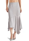 Steve Madden Lucille Satin Asymmetric Midi Skirt In Multi