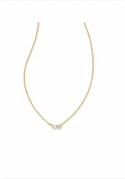 Kendra Scott Juliette Baguette Cubic Zirconia Adjustable Pendant Necklace In 14k Gold Plated, 19 In Gold White Crystal