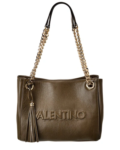 Valentino By Mario Valentino Luisa Embossed Leather Shoulder Bag In Green