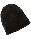 Amicale Cashmere Rib Knit Double Layer Cashmere Hat In Black