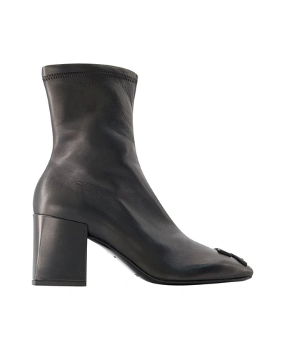 Courrèges Heritage 70mm Leather Ankle Boots In Black