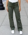 GRACE & LACE SUEDED TWILL CARGO PANT IN GREEN