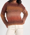 Elan Crewneck Space Dye Hi Lo Sweater In Orange In Multi