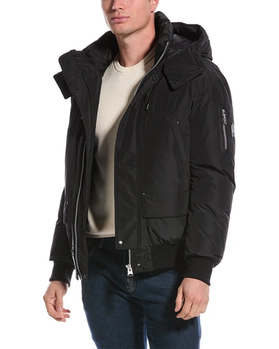 Mackage Viggo Leather-trim Bomber Jacket In Black