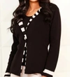 Angel Apparel Stripe And Dot Blazer In Black/stone In Black