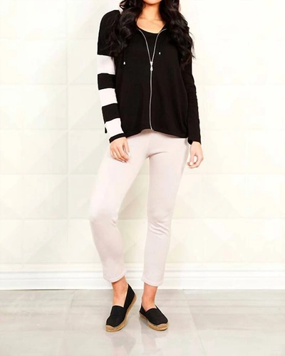 Angel Apparel Stripe Zip Hoodie In Black/stone In Multi