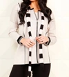 Angel Apparel Reversible Zip Poncho With Stripe Scarf In Stone In White
