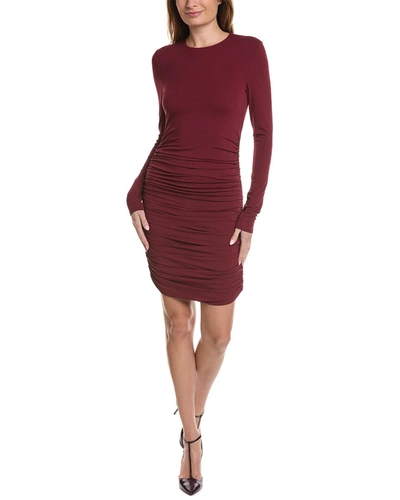 Michael Kors Ruched Crewneck Dress In Red