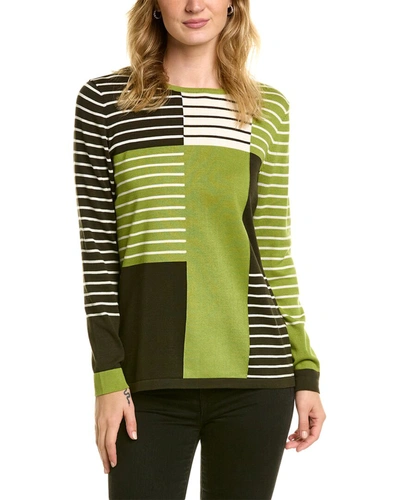 Edinburgh Knitwear Stripe Block Crewneck Sweater In Green
