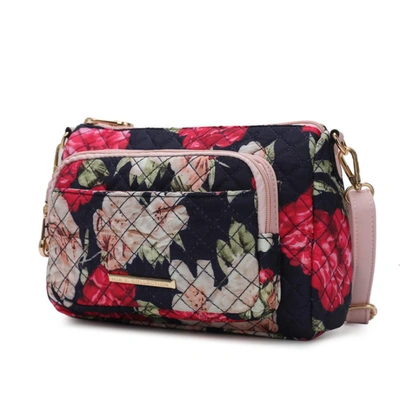 Mkf Collection By Mia K Rosalie Quilted Cotton Botanical Pattern Women's Shoulder Bag In Blue