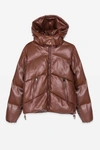 DELUC MAGGIANO LEATHER PUFFER JACKET IN COFFEE