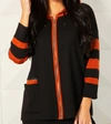 Angel Apparel Stripe Zip Poncho In Black/rust In Multi