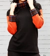 Angel Apparel Plaid Turtleneck Top In Black/multi In Black