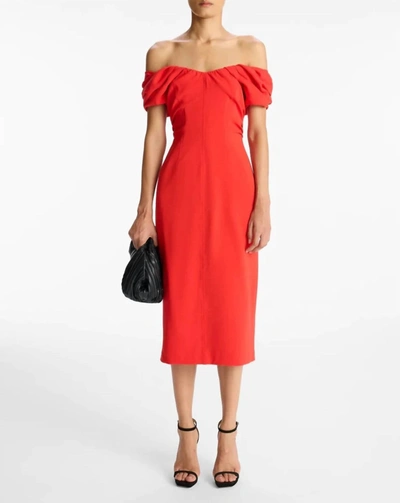 A.l.c Nora Off-the-shoulder Midi Sheath Dress In Red