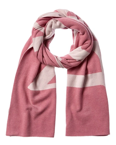 Lanvin Logo Wool & Cashmere-blend Scarf In Pink