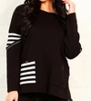 Angel Apparel Striped Pocket Poncho In Black/white In Multi