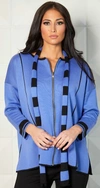 Angel Apparel Reversible Zip Poncho With Stripe Scarf In Periwinkle In Blue