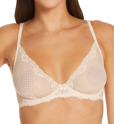 Timpa Lingerie Alice Lace Plunge Bra In Beige