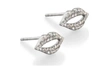 ELA RAE TINY KISS PAVE DIAMOND STUD EARRINGS IN SILVER