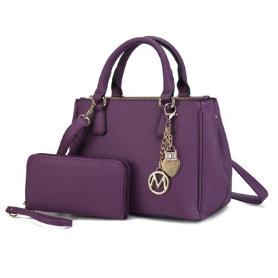 Mkf Collection By Mia K Ruth Vegan Leather Women's Satchel Bag With Wallet - 2 Pieces In Purple