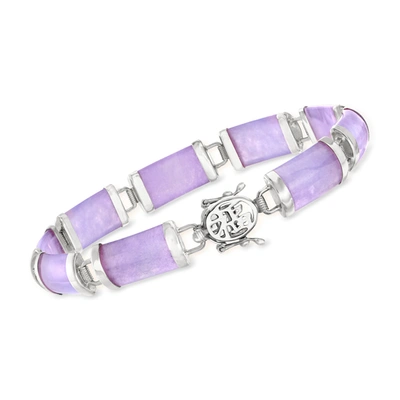 Ross-simons Lavender Jade "good Fortune" Bracelet In Sterling Silver In Pink