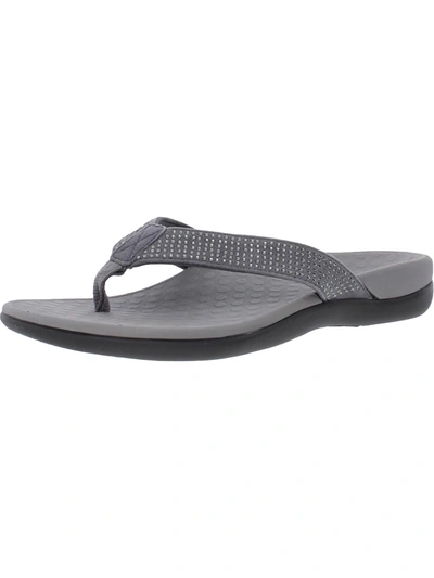 Vionic Tide Womens Flat Thong Sandals In Silver