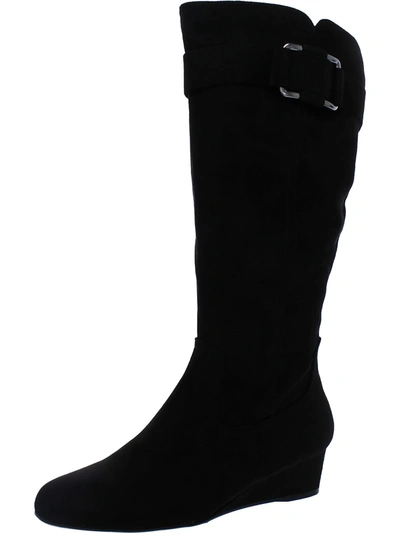 Impo Genia Womens Faux Suede Tall Knee-high Boots In Black