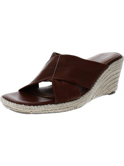 SOFTWALK HASTINGS WOMENS LEATHER SLIP ON WEDGE SANDALS