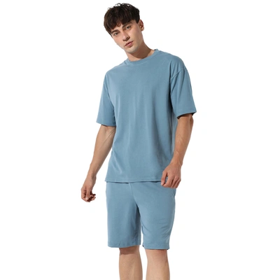 Campus Sutra Solid Co-ord Set In Blue