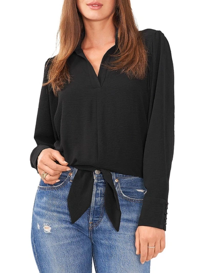 Vince Camuto Womens Tie Front Collared Blouse In Black