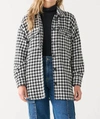Dex Houndstooth Button-up Shacket In Black/white In White