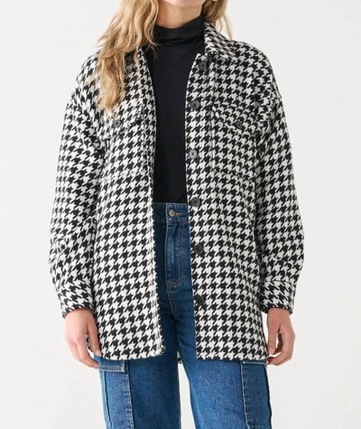 Dex Houndstooth Button-up Shacket In Black/white