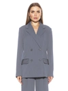 Alexia Admor Indigo Oversize Pinstripe Double Breasted Blazer In Grey