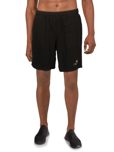 Puma Mens Logo Sweats Shorts In Black