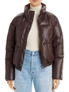 Aqua Faux Leather Puffer Jacket - 100% Exclusive In Brown