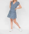 Sail To Sable Short Sleeve Tiered Dress In Navy/white In Multi
