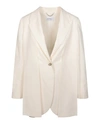 Ferragamo Single Button Silk Blazer In Beige