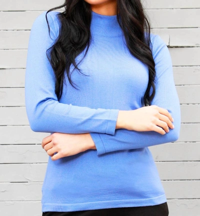 Angel Apparel Mock Neck Top In Periwinkle In Blue