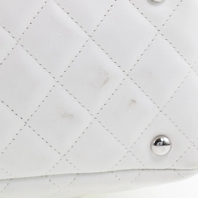 Pre-owned Chanel Cambon Line Leather Shoulder Bag () In White