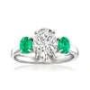 ROSS-SIMONS LAB-GROWN DIAMOND RING WITH . EMERALDS IN 14KT WHITE GOLD