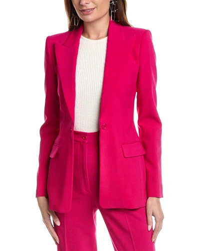 Michael Kors Georgina One Button Wool-blend Blazer In Pink