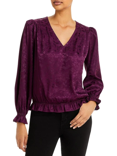 Chenault Womens V Neck Puff Sleeves Blouse In Purple