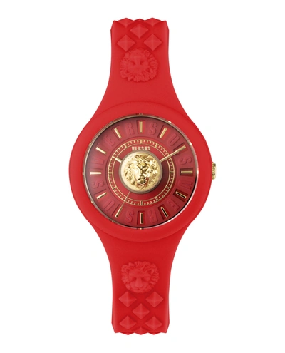 Versus Fire Island Silicone Watch In Red