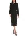 Michael Kors Silk Shirtdress In Black