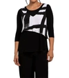SYMPLI REVERSIBLE ANGLE SMOCK TOP IN PRINT ABSTRACT