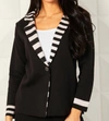 Angel Apparel Stripe And Dot Blazer In Black/stone In Black