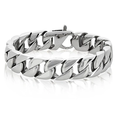 Crucible Jewelry Crucible 15mm Polished Stainless Steel Curb Chain Bracelet In Silver
