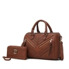 Mkf Collection By Mia K Lara Vegan Leather Women's Satchel With Wallet - 2 Pieces In Brown